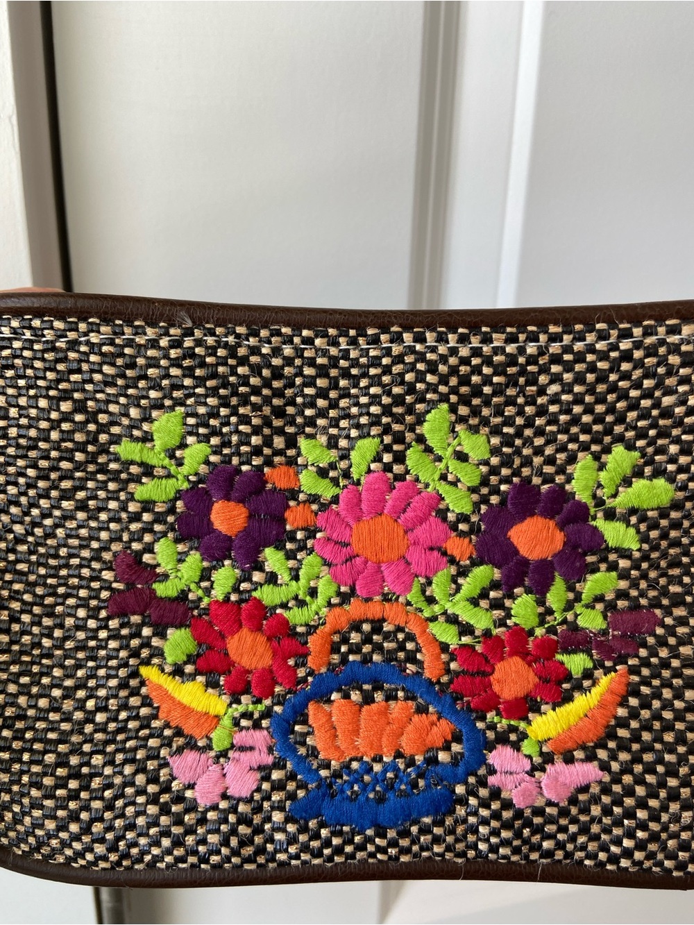 Consuela embroidered floral wristlet pouch leather trim leopard inside Retired - Picture 3 of 16